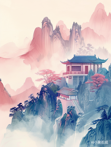 国潮山水插画：Collage与视觉冲击的极简东方美学