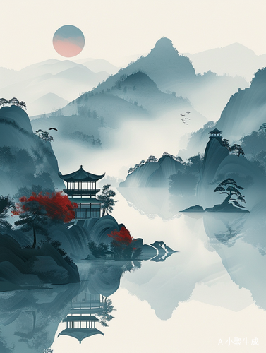国潮山水插画：Collage与视觉冲击的极简东方美学
