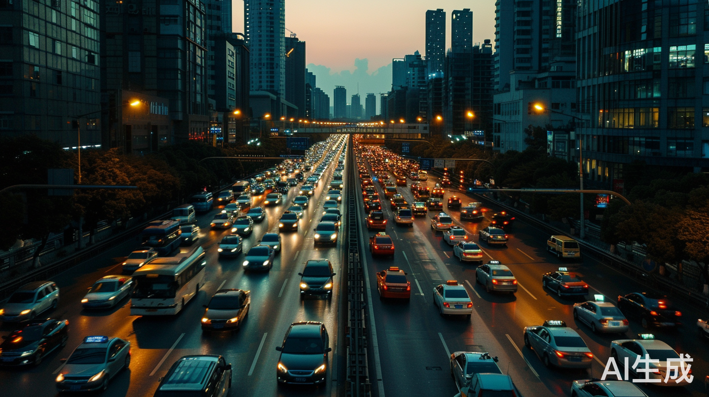 繁华都市夏夜里的大塞车