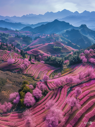 桂林山水与哈尼梯田的航拍风景