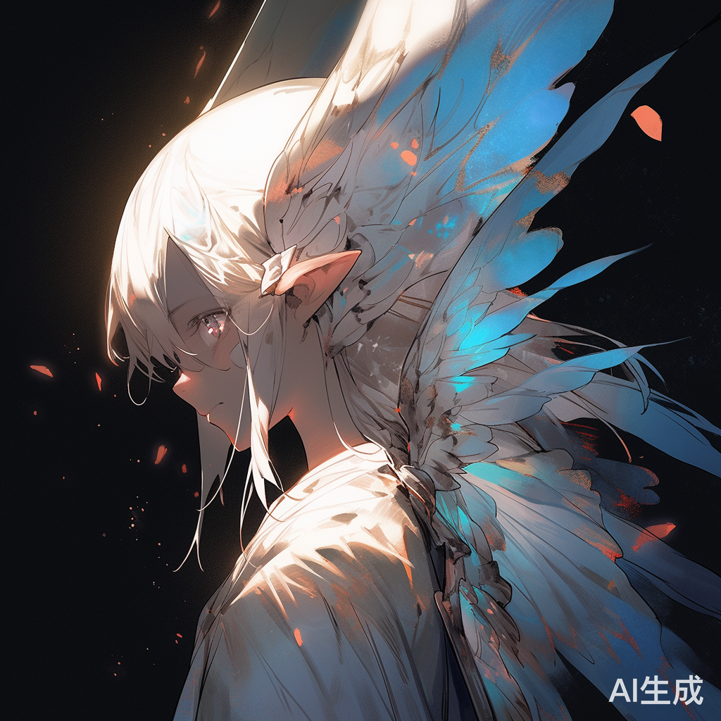 腐烂少女的蓝色金光翅膀