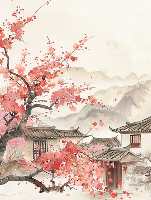 🌸春来桃花开，古韵东方生活再现🏞️🌸春风吹拂，桃花绽放，一幅古典画卷在眼前徐徐展开。山脚下，一座典雅的中国风格建筑静静矗立，屋顶飞檐翘角，尽显东方之美。🏮周围梅花盛开，与远处的山脉、天空中的白云相映成趣，宛如仙境。柔和的光线洒落，宁静祥和的气息扑面而来。这就是我心中的国风国潮，传统文化的魅力在此刻尽显无疑。🎋在这个春天，让我们一起沉浸在这份古韵生活中，感受东方之美，品味传统文化的独特韵味。🌿#春来桃花开 #东方生活 #古韵方式 #东方之美 #国风国潮 #传统文化 #小红书爆款内容#浪漫生活记录者 #国风插画 #古风插画 #我和AI有话说 #AI插画 #日常生活碎片 #清清日常库存 #每秒都值得记录 #记录吧就现在 #打卡一下 #记录我的生活