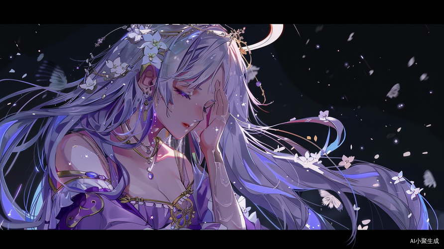 Stunning Genshin Impact Fan Art: Princess Athena with Colorful Gradient Hair and Butterfly Sitting