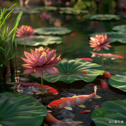 荷塘锦鲤
