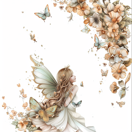 欧式复古天使与花卉蝴蝶插画主题