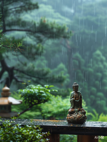 绵细雨 湿漉大地 雨后花香，窗户间菩萨