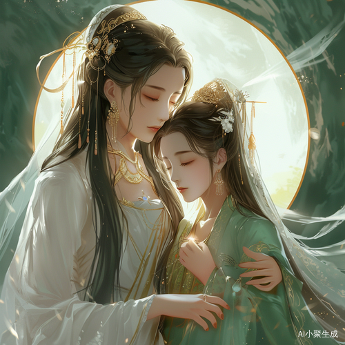 极美白娘子和小青，极简绝美工笔画