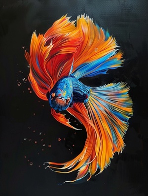 炫彩斗鱼🐠：A free sparkling tinted Thai Fighting Fish with light fluorescent colors, translucent glassy tail,Pure black background; Moranti color scheme, natural lighting, best image quality s 400 ar 3:4 v 6.0#AI绘画有点东西 #鱼 #艺术欣赏 #艺术创作 #艺术作品 #每日艺术分享 #艺术 #斗鱼繁殖 #绘画参考 #midjourney #midjourney关键词 #midjourney学习 #midjourney练习 #艺术欣赏 @艺术薯