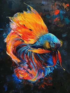 炫彩斗鱼🐠：A free sparkling tinted Thai Fighting Fish with light fluorescent colors, translucent glassy tail,Pure black background; Moranti color scheme, natural lighting, best image quality s 400 ar 3:4 v 6.0#AI绘画有点东西 #鱼 #艺术欣赏 #艺术创作 #艺术作品 #每日艺术分享 #艺术 #斗鱼繁殖 #绘画参考 #midjourney #midjourney关键词 #midjourney学习 #midjourney练习 #艺术欣赏 @艺术薯