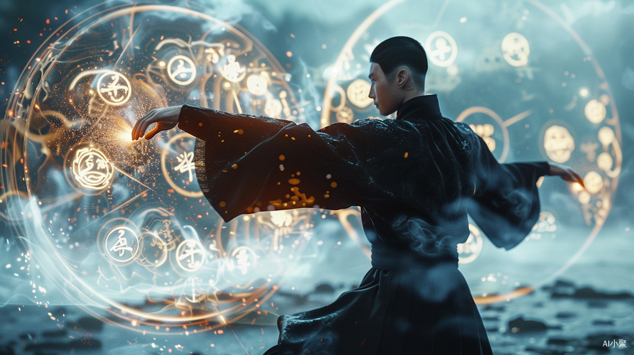 Chinese Tai Chi: A Man in the Shining Trigrams Formation