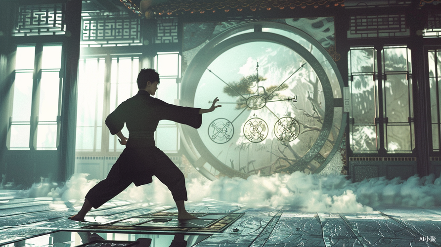 Chinese Tai Chi: A Man in the Shining Trigrams Formation