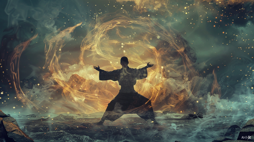 Chinese Tai Chi: A Man in the Shining Trigrams Formation