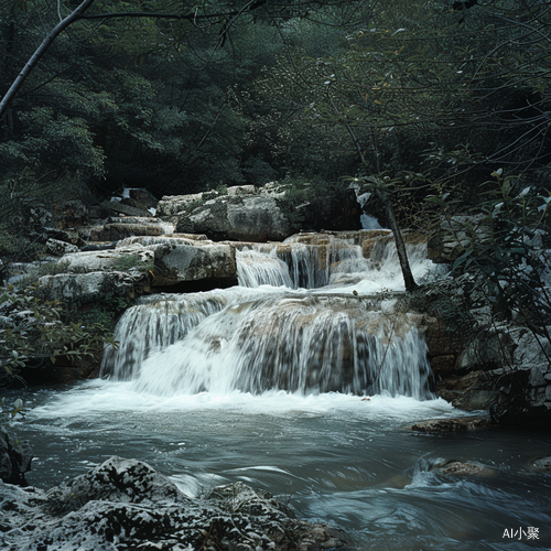 白水泉边古月升明，山石岩旁三水深远博爱