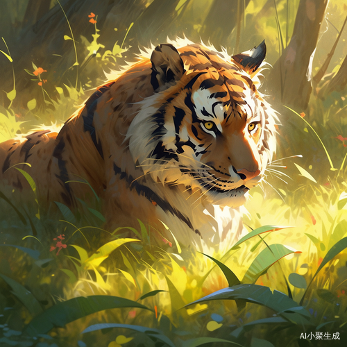 阳光明媚的丛林霸气老虎
