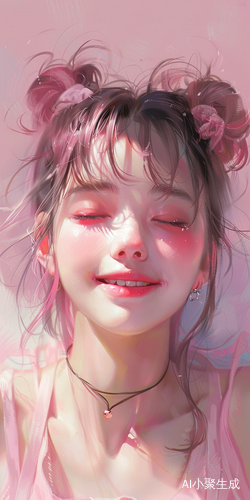 可爱粉色双马尾少女的爱心笑容