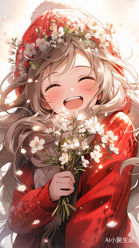 新年元素的微笑少女