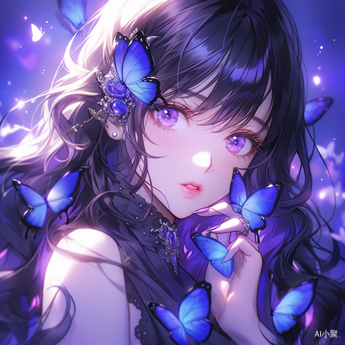 Shining Purple Butterfly Fairy with Sparkling Eyes