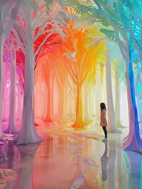 咒语·装置艺术the colorful paper sculpture is inside of an indoor gallery, in the style of ethereal trees, speedpainting, sou fujimoto, uhd image, blurry details ar 3:4 q 5 s 750 v 5.1#Ai绘画 #midjourney #midjourney关键词 #艺术装置 #装置艺术 #艺术装置 #看展