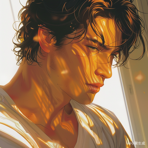 Handsome Man in Sunlight - A Manga-inspired Artwork by Takeshi Obata