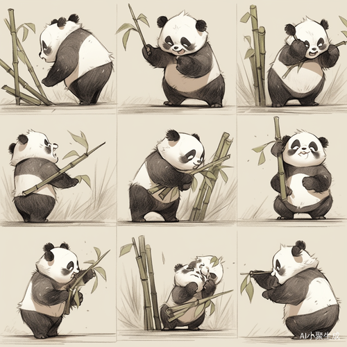 Dynamic Chinese Animal Illustration Set with Bold Manga Lines