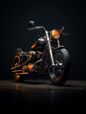 High-Quality Realistic Motorcycle on Dark Background