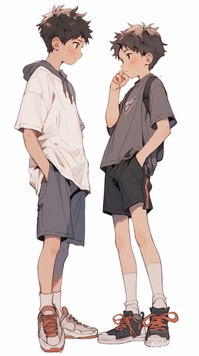兄弟身高差距大，弟弟180cm，哥哥仰视