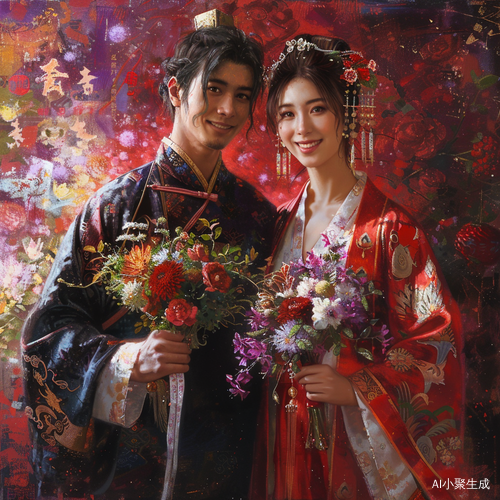 中国夫妻的美丽结婚仪式