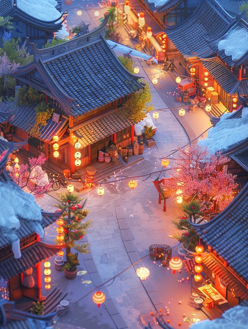 江南小院关键词：Miniature, Spring Festival town isometric view, super cute clay world, outdoor party, tilt motion, excellent lighting, snowflake, volume landscape, brush rendering, tilt motion, 3D, super detail, 32k中文：微缩，春节小镇等角观，超萌粘土世界，户外派对，倾斜运动，优秀灯光，雪花，体量景观，笔刷渲染，倾斜运动，3D，超细节，32k#灵感设计 #midjourney关键词 #mj教程合集 #ai关键词 #ai #Ai绘画 #我的文具分享 #我的运动日常 #江南水乡 #宫殿 #设计 #mj教程合集 #字体设计 #设计灵感 #江南烟雨 #宋画 #洗澡比咖啡提神 #温馨小窝