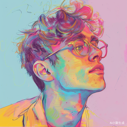多巴胺颜色素描风格男性青年头像