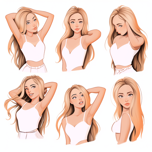 Cute White Girl: Dynamic Poses and Expressions