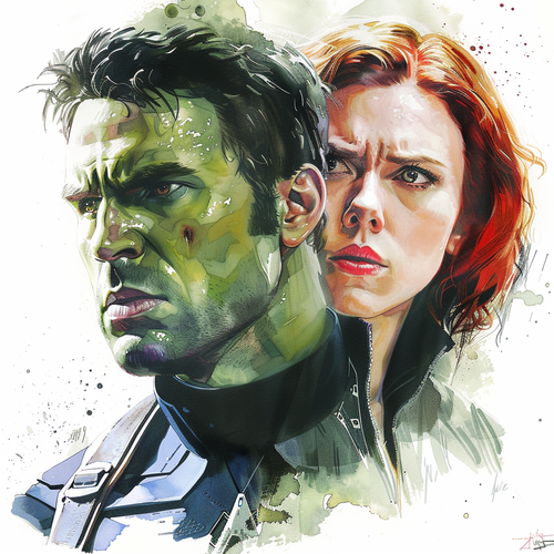 Black Widow and Hulk: A Masterpiece of Double Exposure