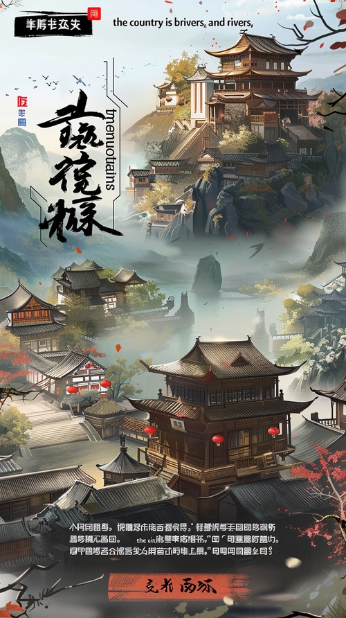 根据诗句“囯破山河在，城春草木深”画一幅插画，中国风，大师巅峰之作