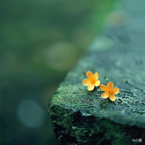 微雨下的格外惊艳，青石板间的两朵无名小花