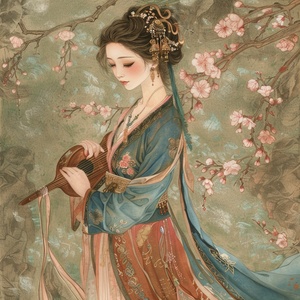 请根据唐宋元明清，各大特点，画一幅画