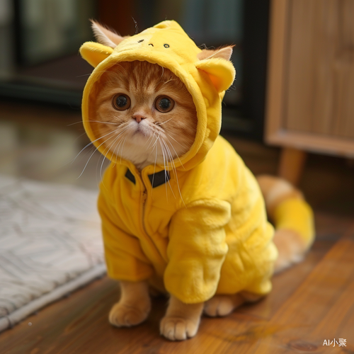 Mini Cute Cat Wearing Yellow Pet Squirtle Suit