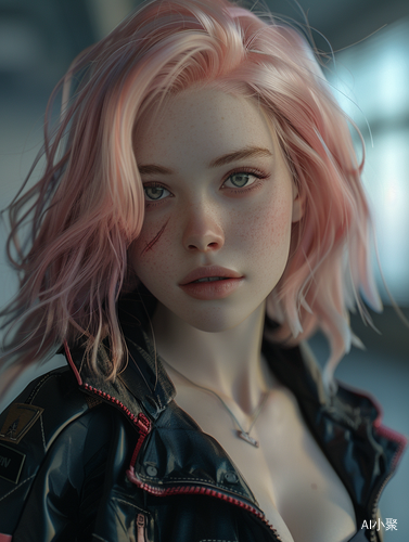 Exquisite Portrait of a Beautiful Girl with Light Pink Hair