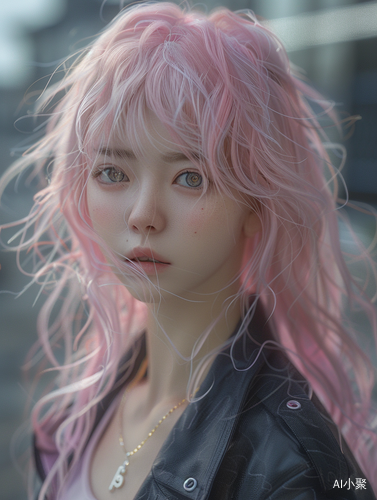 Exquisite Portrait of a Beautiful Girl with Light Pink Hair