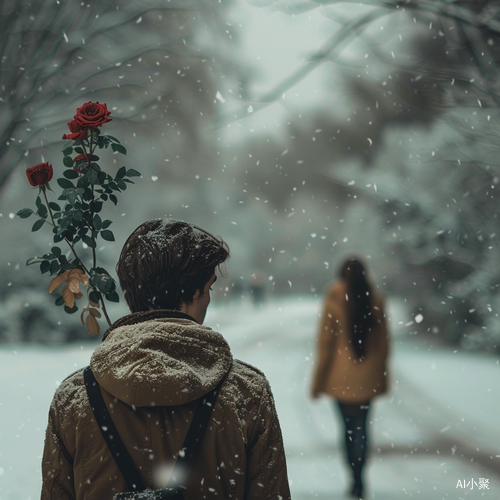 背影留恋，爱情冷落在下雪天