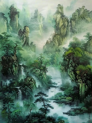 Chinese people’s feelings about landscapes#orientalaesthetics #Aipainting #landscape painting #freehand landscape #green landscape #Chinese ink painting #Wonderland on Earth #Send you a wallpaper #LANDSCAPE #Daily Art Sharing Daily #