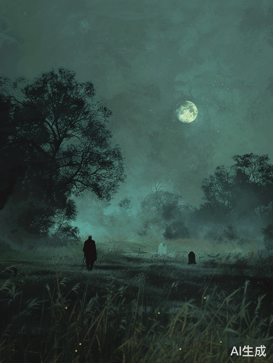 深夜独行遇见荒芜墓地