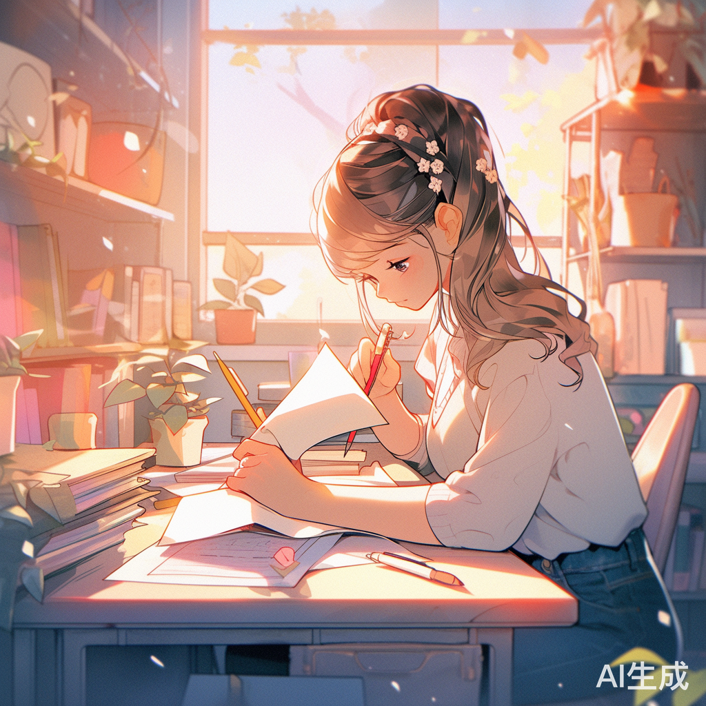 努力学习，白皙女生在教室中励志