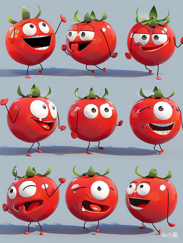 Tomato Chibi: 9 Poses and Expressions - UHD Emoticons