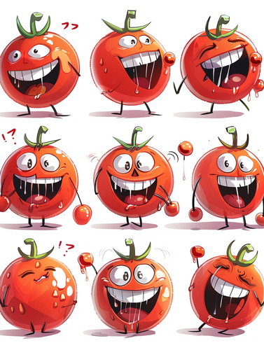 Tomato Chibi: 9 Poses and Expressions - UHD Emoticons