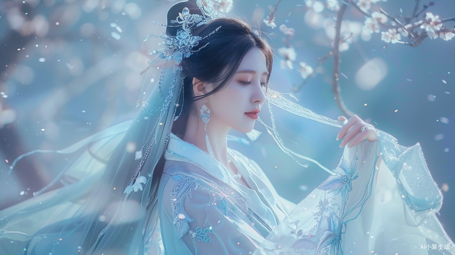 惊艳婚纱：美少女穿戴水晶斗篷华丽登场