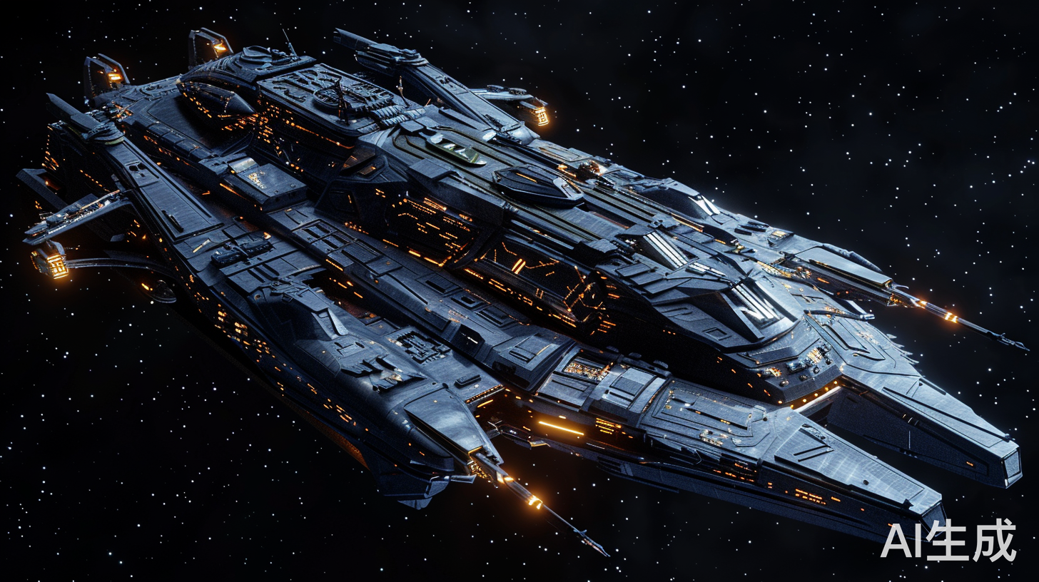 宇宙战舰4K金属质感超真实侧视图