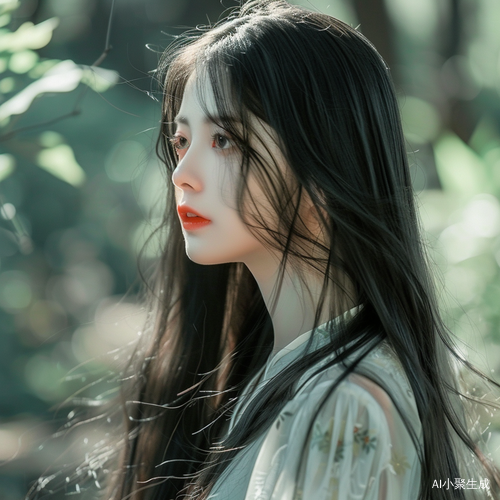 迷人的长发美女，散发出优雅的高贵气质