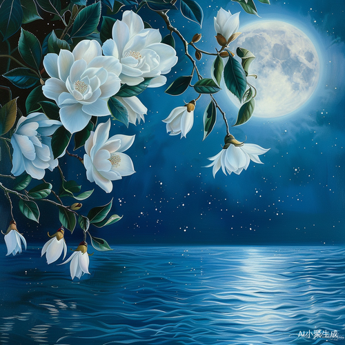 Magnolia Blossoms in Moonlight