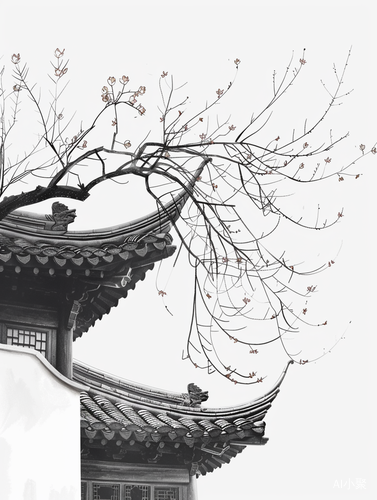 Cute Chinese Hui Architecture Clipart with Organic Forms