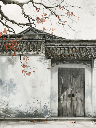 Cute Chinese Hui Architecture Clipart with Organic Forms