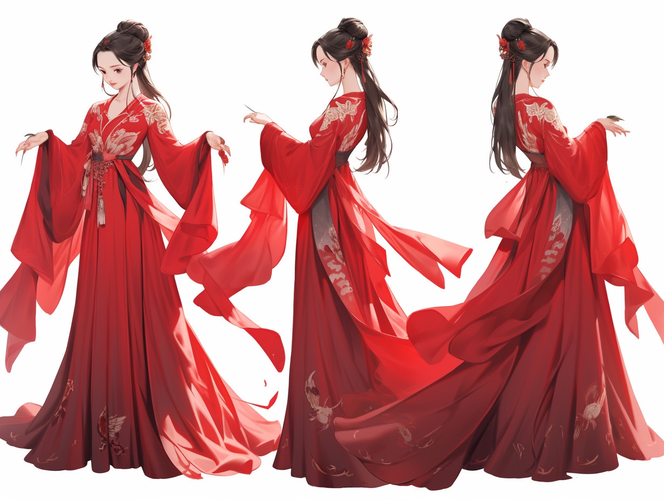 Full Body Peony Flower Goddess in Red Hanfu: Elegant & Vivid